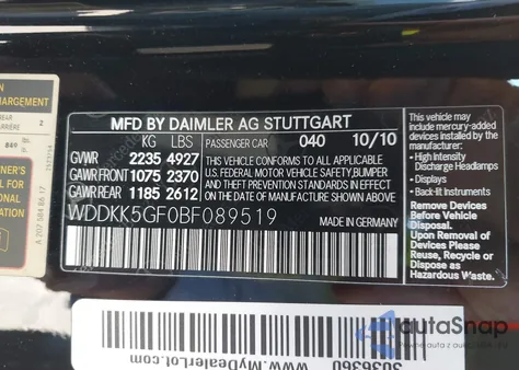 2011 Mercedes-Benz E 350 z USA, uszkodzony, nr VIN WDDKK5GF0BF089519